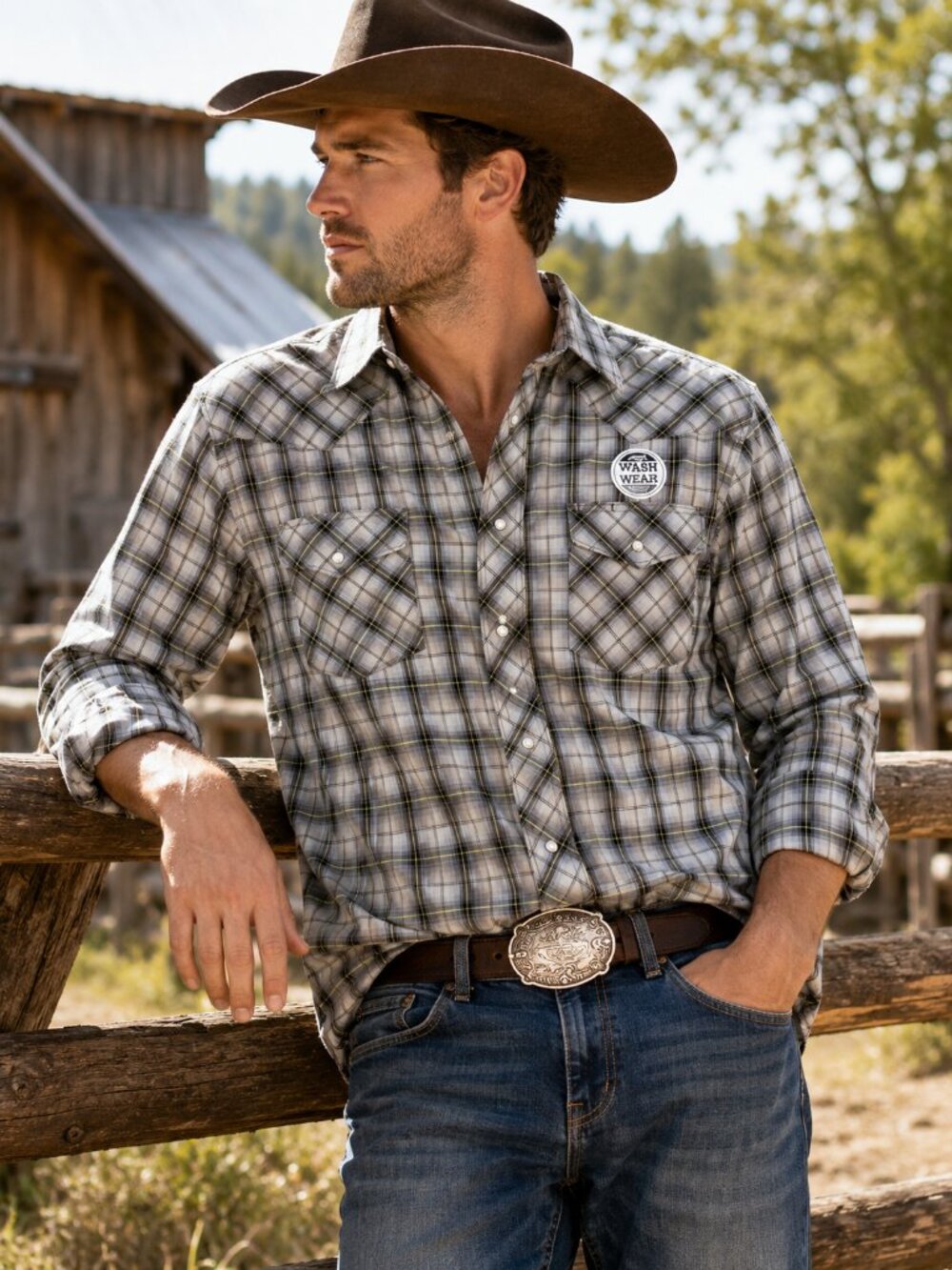 Wrangler Western Pearl Snap Plaid Shirt Mens Medium M New With Tags
